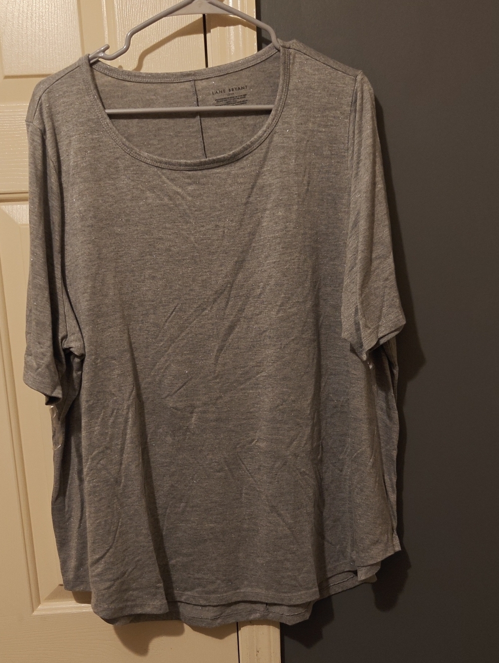 Lane Bryant Light Heather Glitter Gray Short Sleeve Scoop Neck Tee